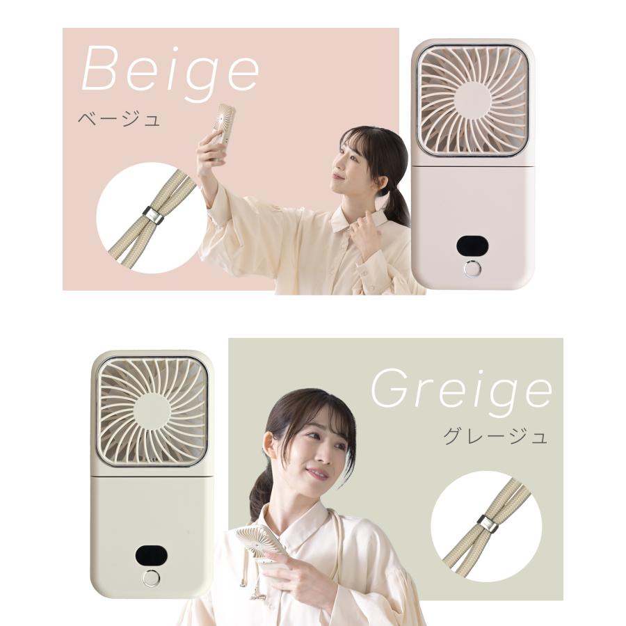 ハンディファン 扇風機 小型 静音 ミラー付き 首掛け ミニ扇風機 薄型