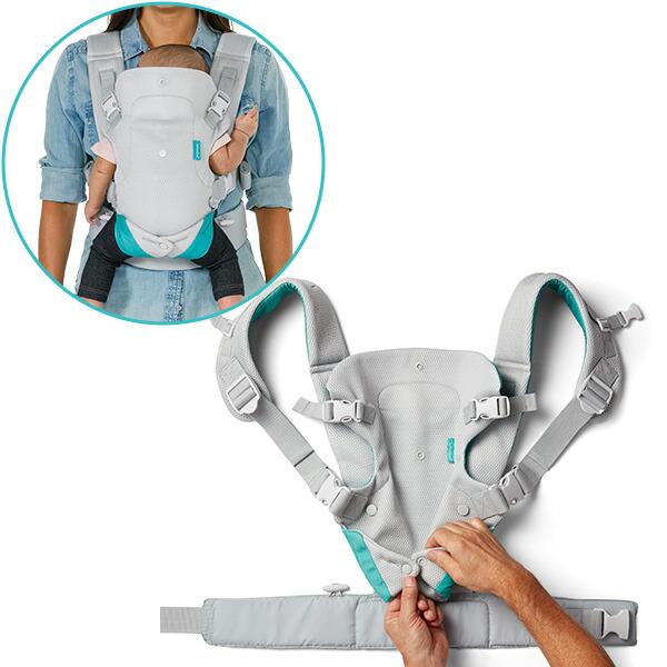 抱っこ紐 LIGHT\u0026AIRY 4WAY (対象 3.6〜14.5kg) 対面 外向き おんぶ ベビーキャリー 赤ちゃん 抱っこひも よだれカバー付き メッシュ素材 おしゃれ 出産祝いの画像