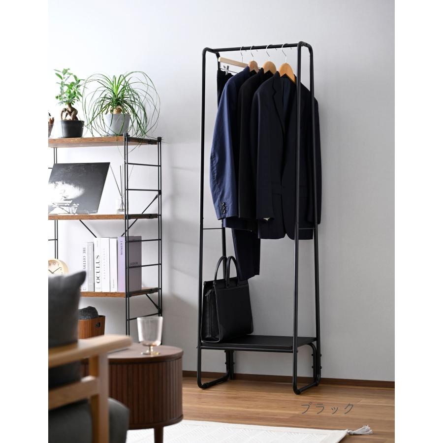 山善（YAMAZEN） ハンガーラック シンプル 棚付き 幅51 奥行40 高さ