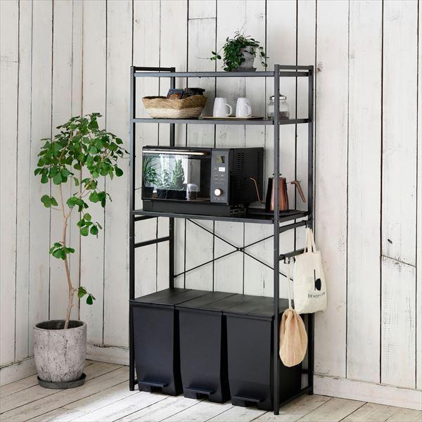 山善（YAMAZEN） レンジ台 ゴミ箱 収納 レンジボード 幅85 奥行41.5 高