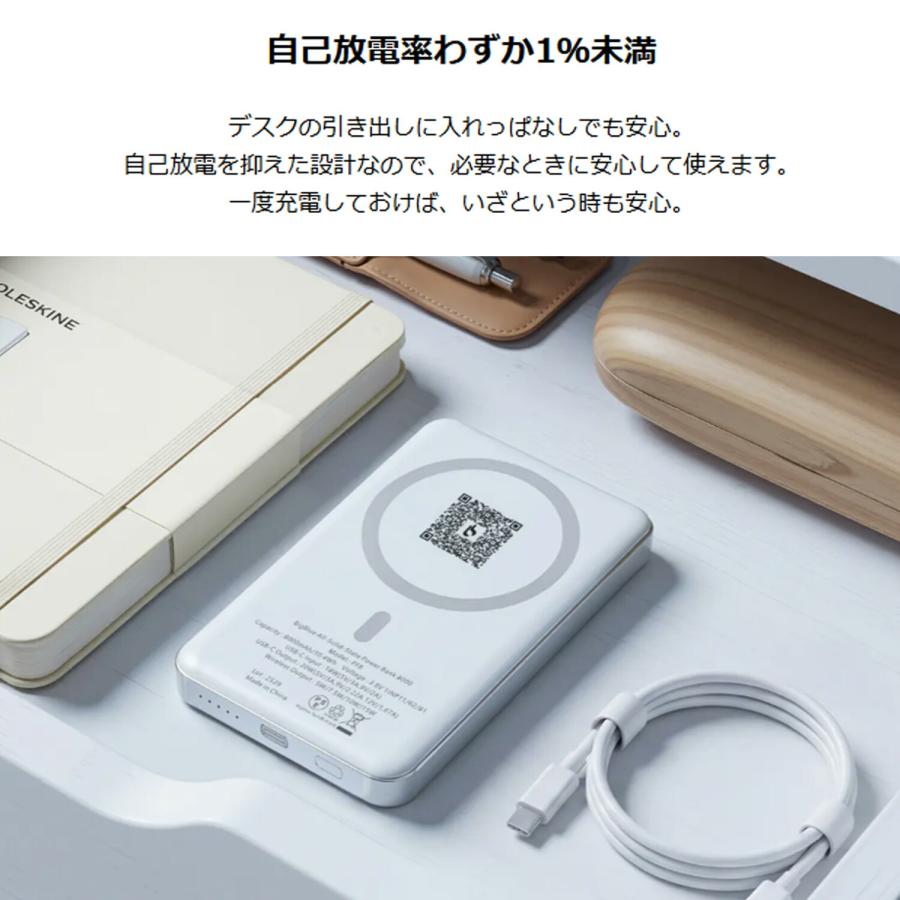 全固体 モバイルバッテリー 8000mAh PD20W 機内持ち込み可能
