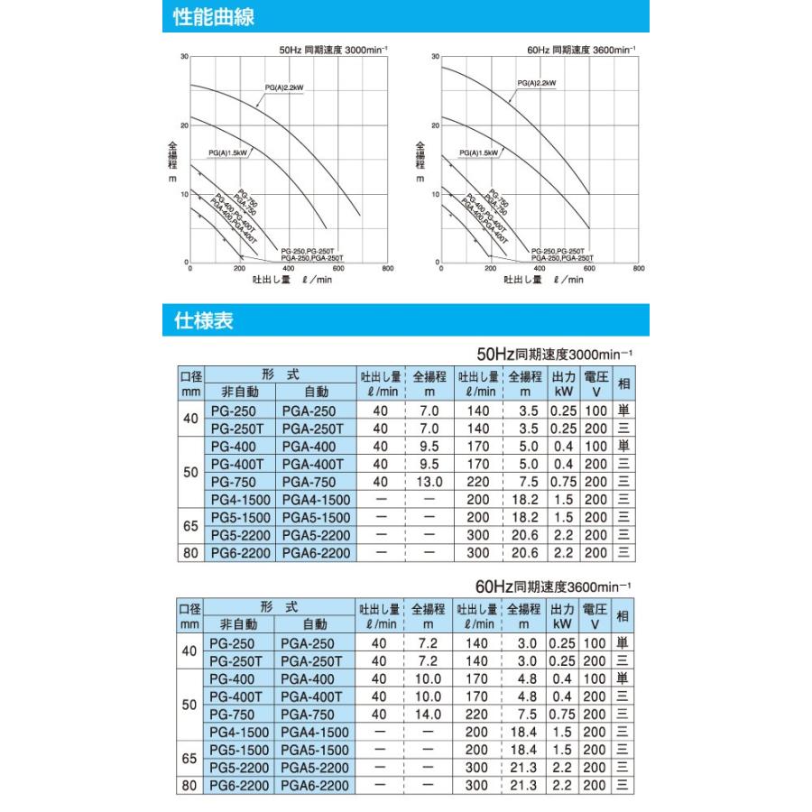 寺田ポンプ 自動型 ステンレス水中ポンプ PGA-250 100V 水中