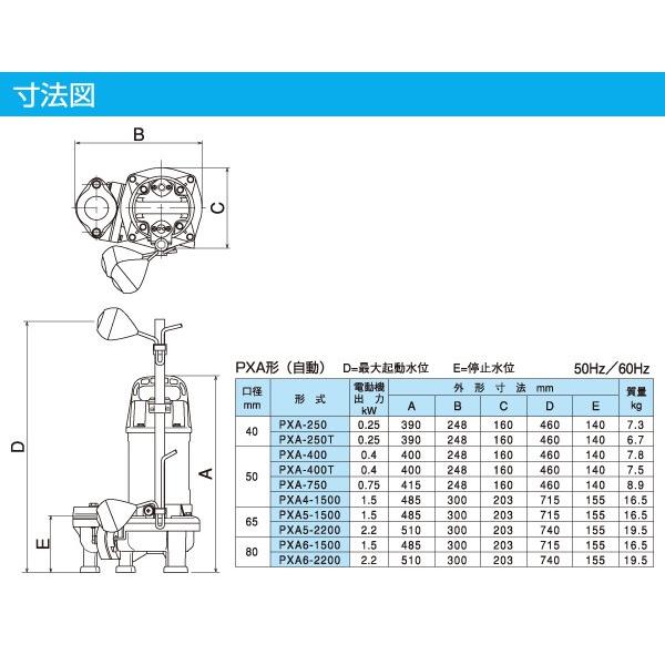 寺田ポンプ 自動型 ステンレス水中ポンプ PXA-400 100V 水中ポンプ