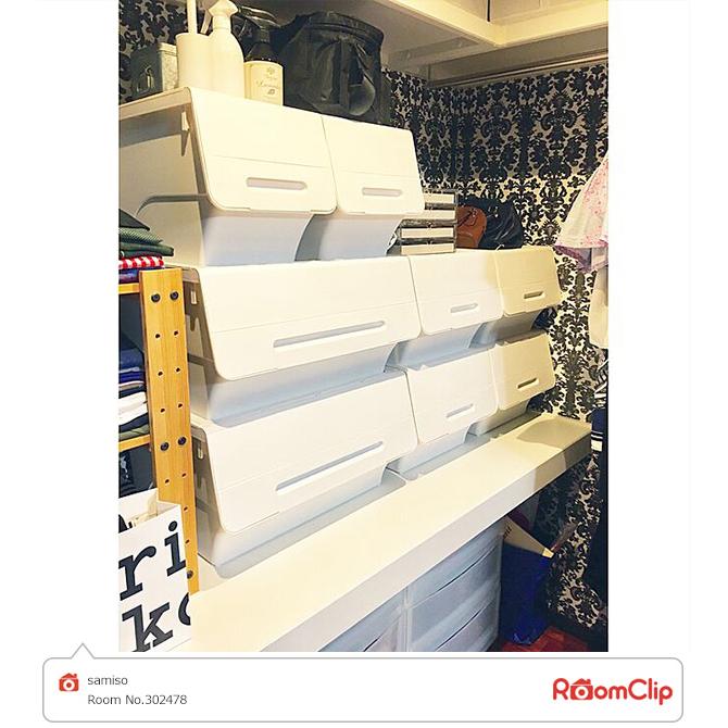 SANKA 収納ケース 収納ボックス フタ付き 前開き スリム 浅型 2個