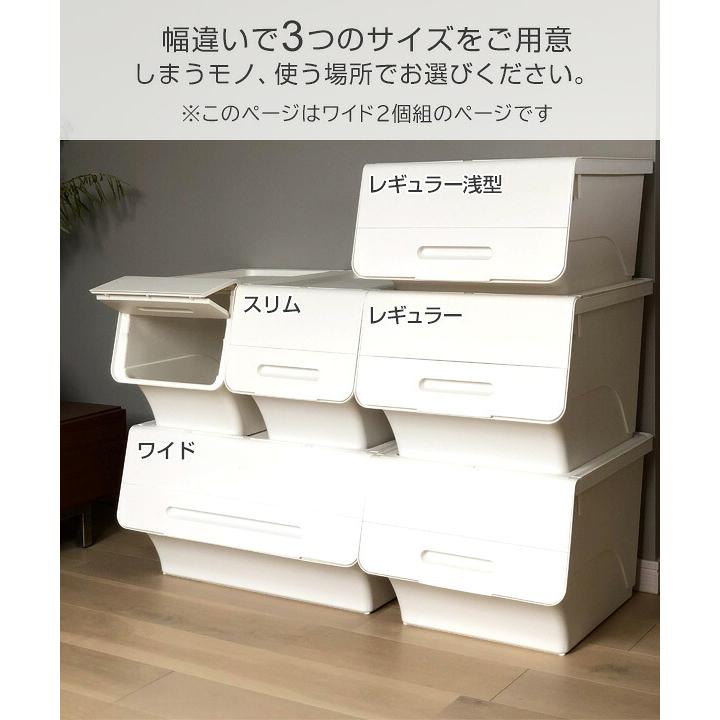 SANKA 収納ケース 収納ボックス フタ付き 前開き ワイド 深型 2個