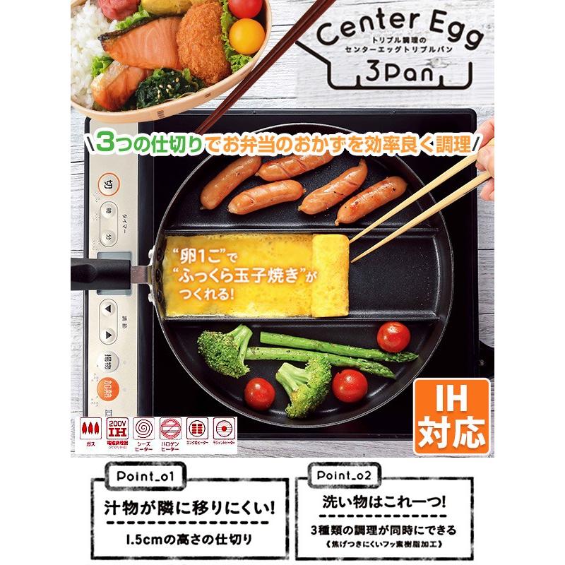 センターエッグトリプルパン 76728 卵焼き たまご焼き 朝食 弁当 卵 フライパン｜e-kurashi｜02