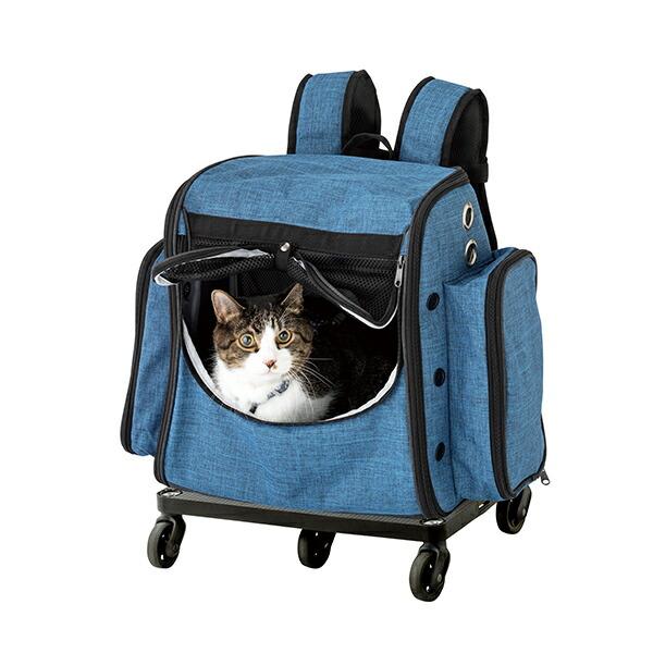 キャンペーンもお見逃しなく カート付き 大容量 リュック 移動 楽々 Gokigen キャリーわんにゃん 適応体重 10kg以下 ブルー キャリーカート ペットカート 犬 猫 キャリーバッグ