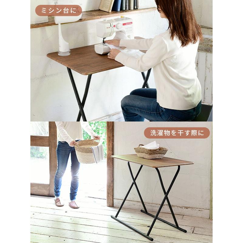 山善（YAMAZEN） 折りたたみテーブル 簡単組立 幅80 奥行51 高さ72