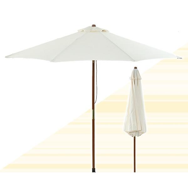 5☆好評 新品 本土送料無料 ガーデン 木製パラソル 270cm アイボリー