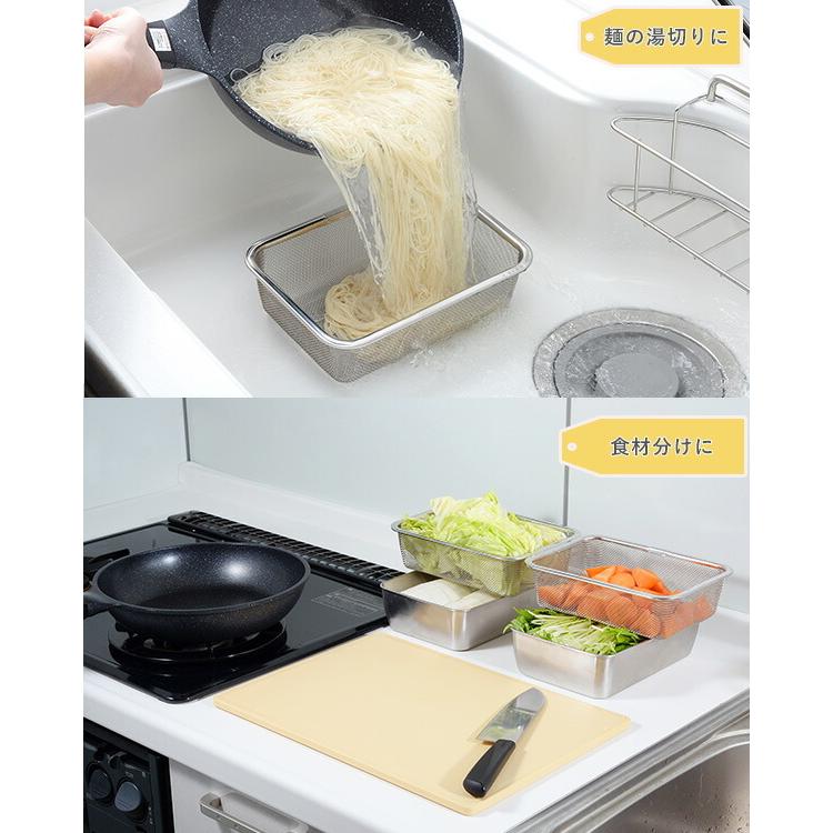 アーネスト（Arnest） 蓋付き 深型 ステンレスバット 角型ザル 各2個