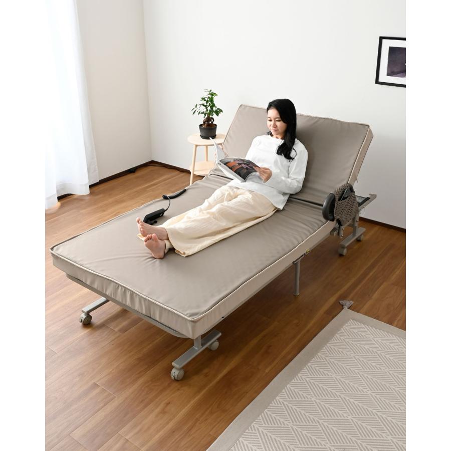 山善（YAMAZEN） ベッド 電動リクライニングベッド 手すり付き