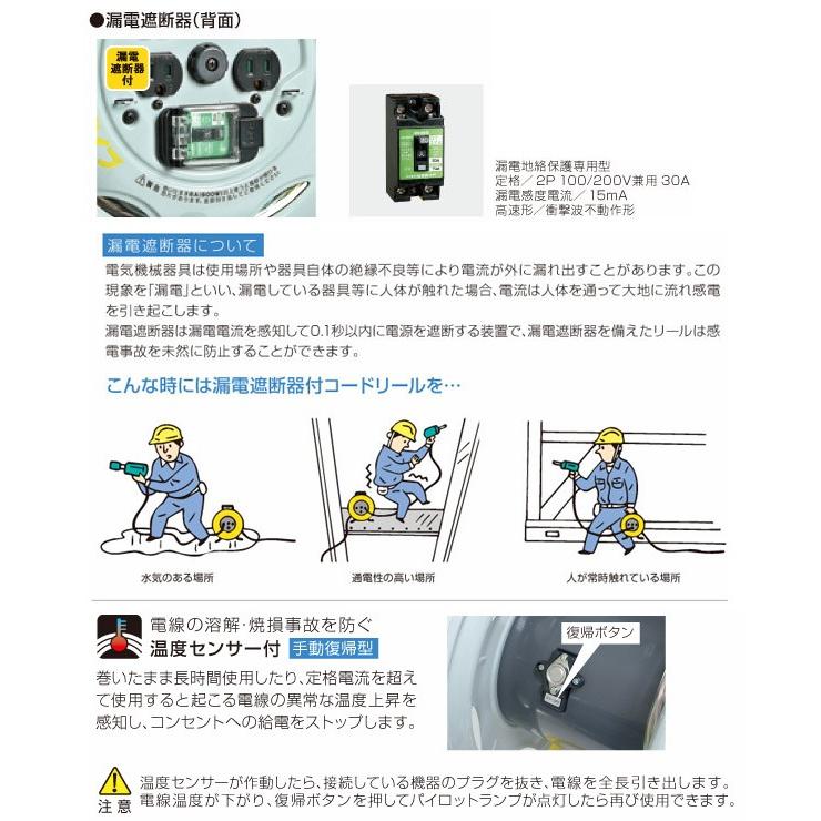 HATAYA 業務用戦力リール 単相100Vアース ブレーカー付 30m HATAYA 業務用戦力リール 単相100Vアース ブレーカー付 30m