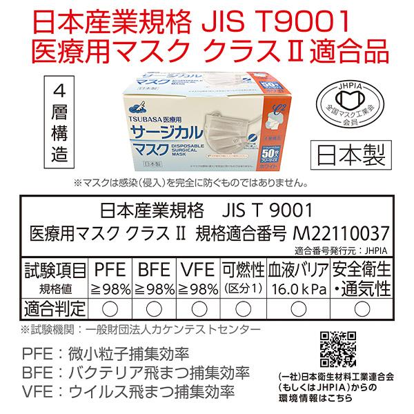 日本製 サージカルマスク 4層 医療用 医療用マスク米国規格 レベル2適合 フリーサイズ(50枚入×2箱セット) ホワイト マスク サージカルマスク 日本製｜e-kurashi｜07