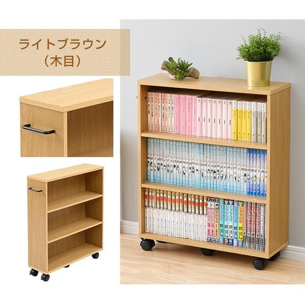 本棚 薄型 キャスター付き 3段 幅17 奥行55 高さ68.5 cm コミックラック 書棚 ブックシェルフ 収納ラック 山善 YAMAZEN｜e-kurashi｜17