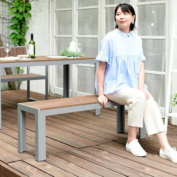 テーブルセット(ガーデンセット) ガーデン テーブル セット 木目調 3点 テーブル(長方形)×1