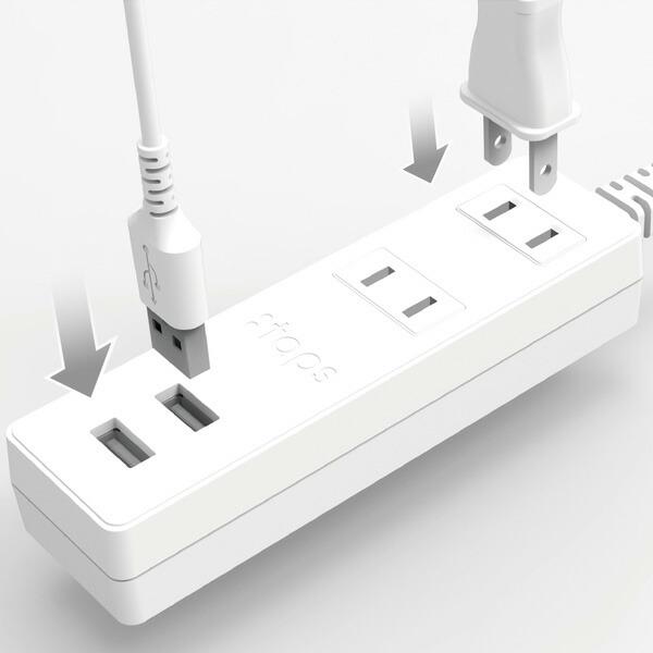 TOPLAND（トップランド） 延長コード USB付き電源タップ 抗菌仕様 2