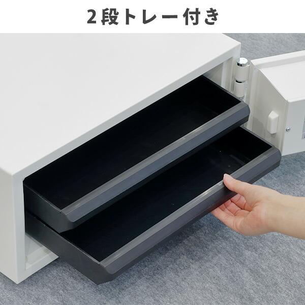 耐火金庫 終活金庫 リバーシブル錠 3本付属 2段トレー コンパクトタイプ エンディングノート付き LP-10K ホワイト 日本製 家庭用 小型 一般紙用耐火性能 金庫 A4_9