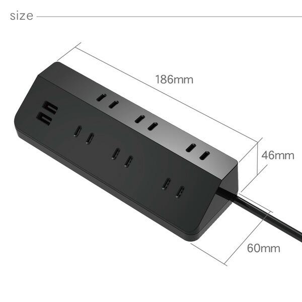 TOPLAND（トップランド） 延長コード USB付き電源タップ 節電 6個口