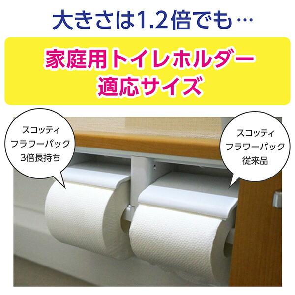 スコッティ トイレットペーパー フラワーパック 3倍長持ち ダブル 12ロール×2パック(24ロール) くつろぎの花の香りつき 3倍巻き トイレ用品 まとめ買い｜e-kurashi｜12