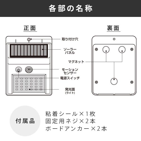 トレードワン 人感センサーライト ソーラーパネル付 マグネット取付