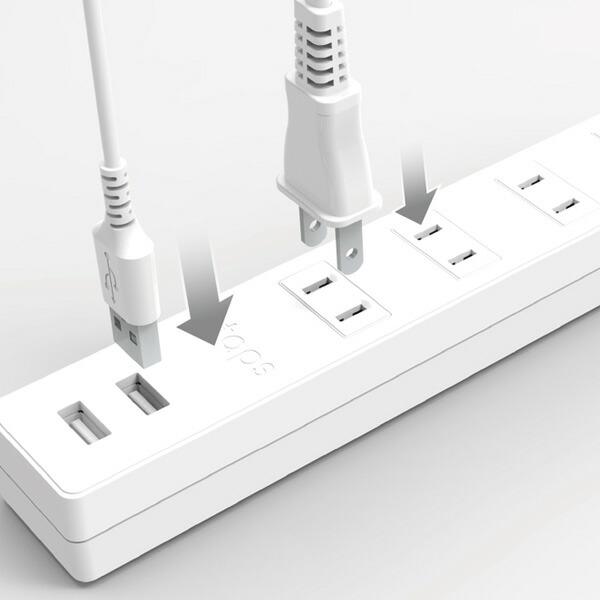 TOPLAND（トップランド） 延長コード USB付き電源タップ 節電 抗菌仕様