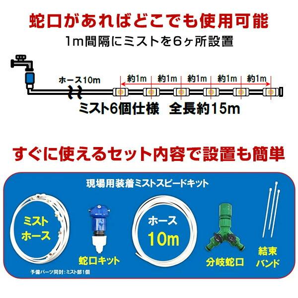結一産業 Y-NM002現場用装着ミスト マルチタイプ ウォーターミスト　熱中症 簡単装着ウォーターミスト マルチタイプ 水道直結 装着ミスト5m ホース