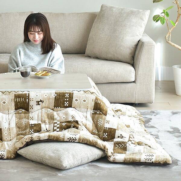 こたつ布団 長方形 省スペース フランネル 105×70-75用 : くらしのe