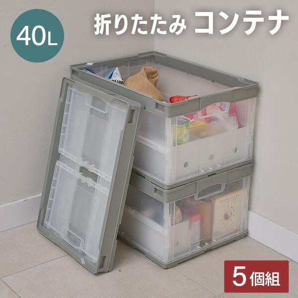 RISU（リス） 折りたたみコンテナ 40L 5個セット 収納ボックス