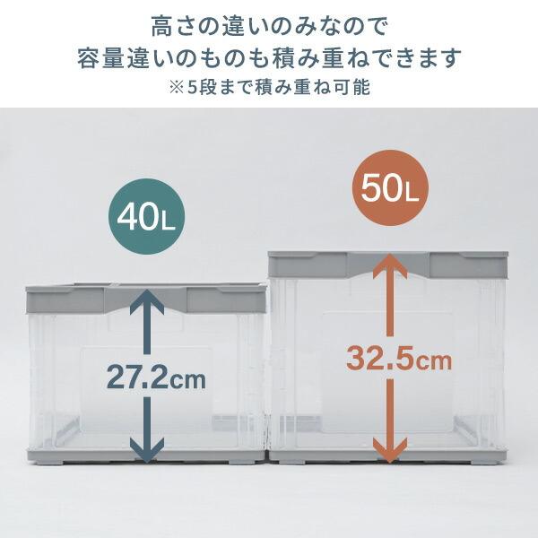 RISU（リス） 折りたたみコンテナ 50L 5個セット 収納ボックス