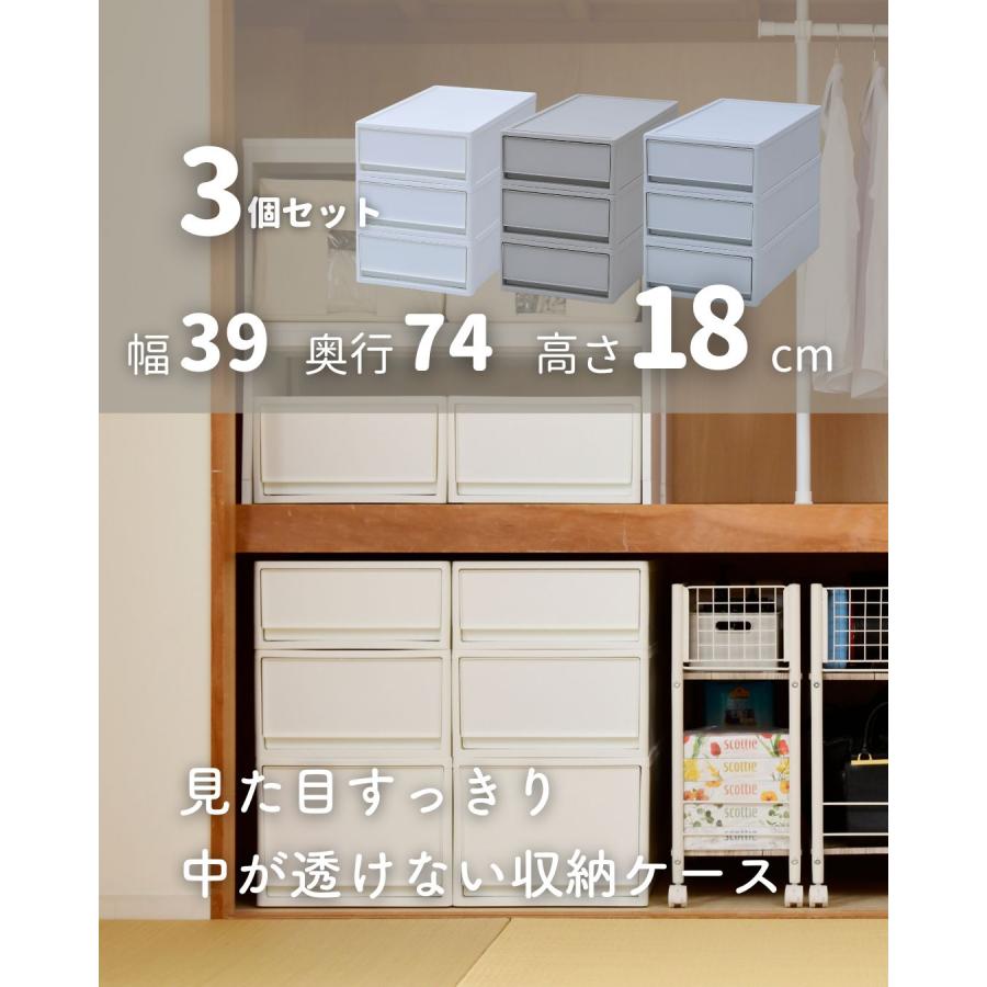 3個組 S 中が透けない 収納ケース 引き出し 奥行き74 収納ボックス 幅