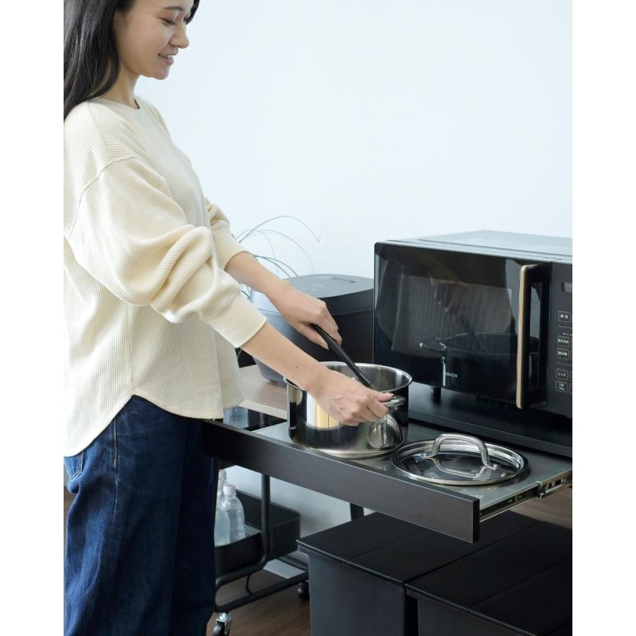 山善（YAMAZEN） 家電下 スライドテーブル 幅80 ステンレス棚 レンジ下