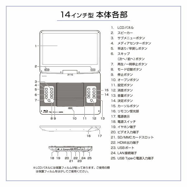 20471120 ヒョーマ ポータブルプレーヤー 商品情報_ポータブル ブルーレイディスクプレーヤー（10.1インチ