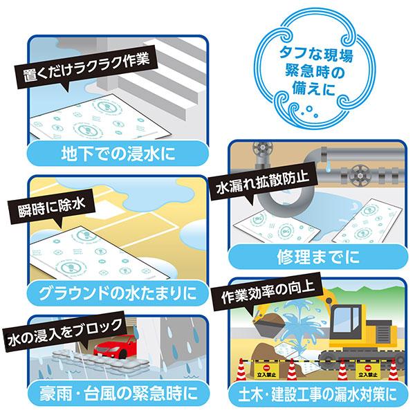 防災人 水たまり吸水シート BLOCK15 吸水量約14L 日本製 10枚入り×5袋 