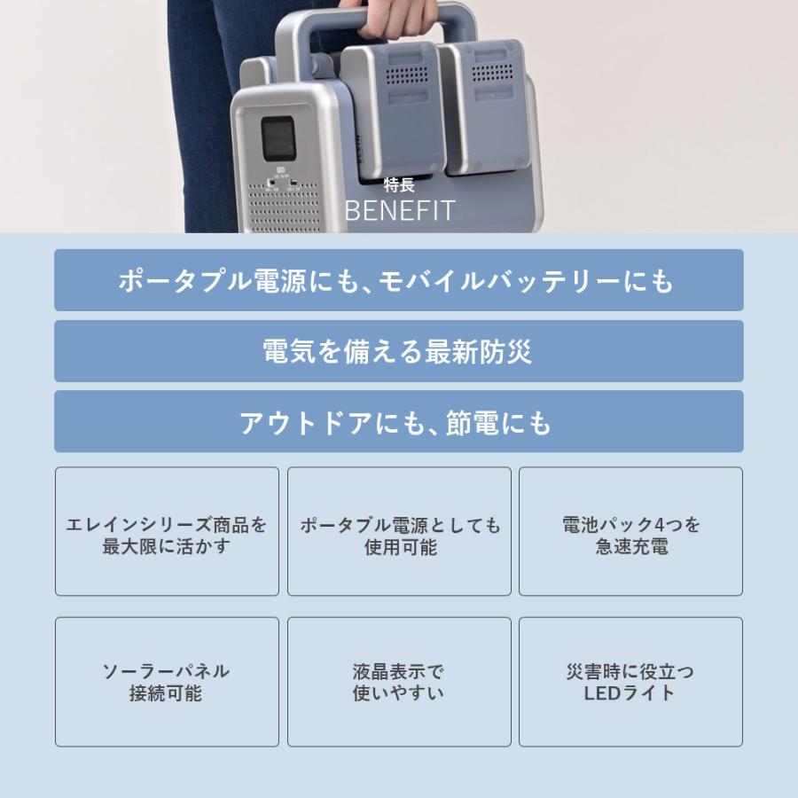 ポータブル電源 ポタ電 モバイルバッテリー リチウムイオン バッテリー 電池パック 急速充電器 電池 充電池 YBS-300E/YBD-5A 山善 YAMAZEN エレイン ELEINの画像