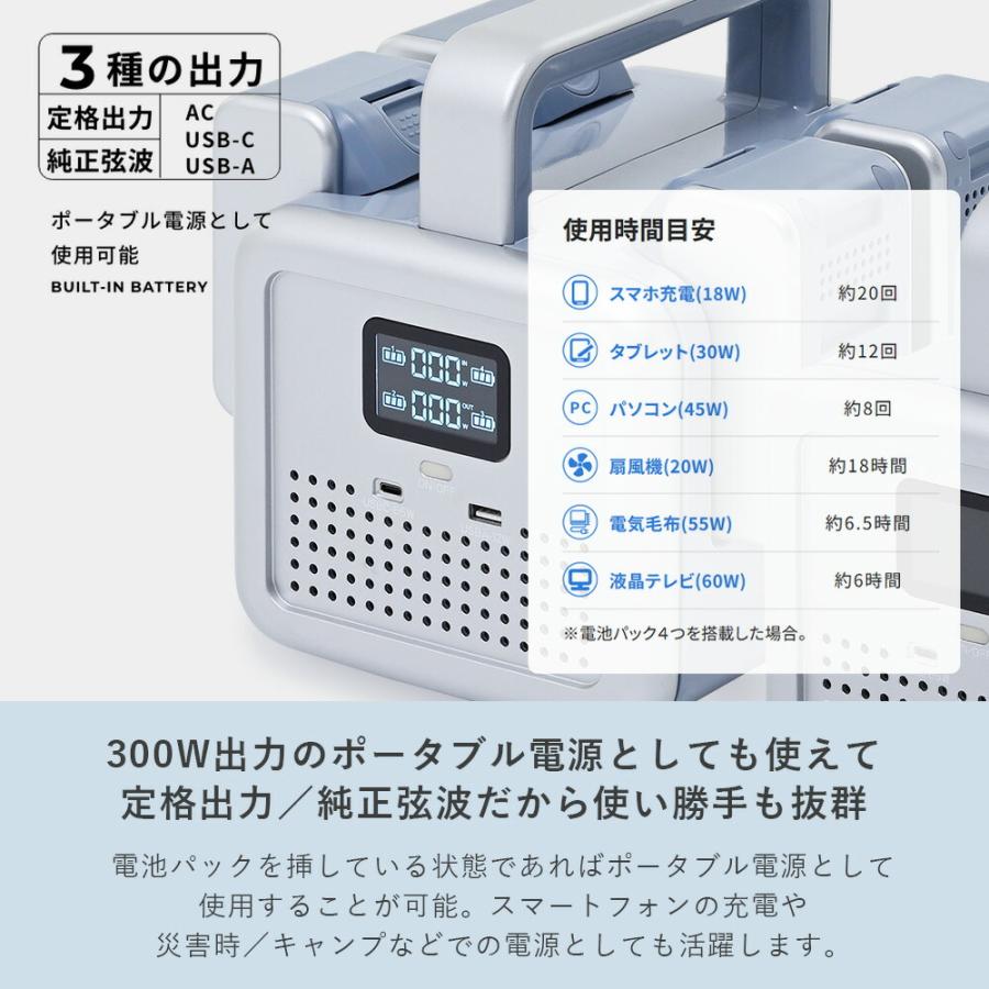 ポータブル電源 ポタ電 モバイルバッテリー リチウムイオン バッテリー 電池パック 急速充電器 電池 充電池 YBS-300E/YBD-5A 山善 YAMAZEN エレイン ELEINの画像
