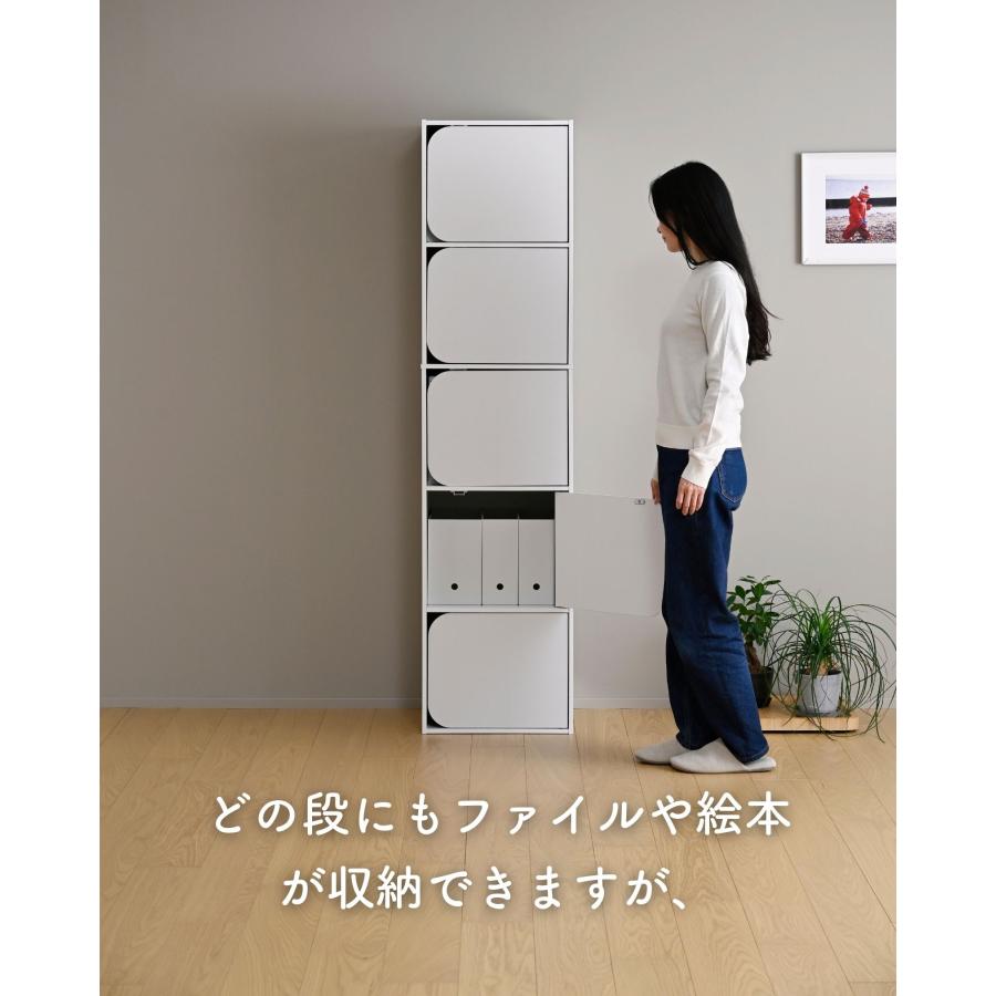 山善（YAMAZEN） カラーボックス 扉付き A4 絵本 5段 本棚 ファイル