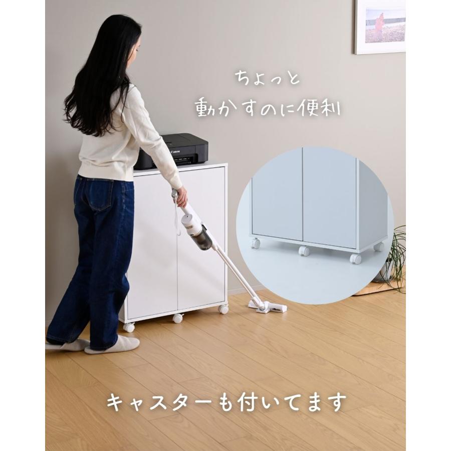 山善（YAMAZEN） 扉付き サイドワゴン A4対応 キャスター付き ファイル