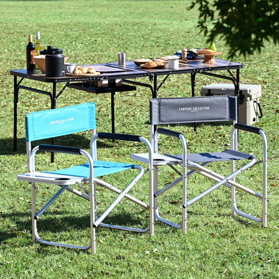 ディレクターチェア　持運簡単　　キャンピングチェア　軽量　　2脚　新品未使用 山善（YAMAZEN） ディレクターチェア 2脚セット アウトドアチェア