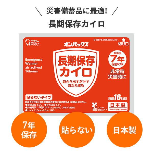 オンパックス 長期保存カイロ (貼らないタイプ) 日本製 10個入×24