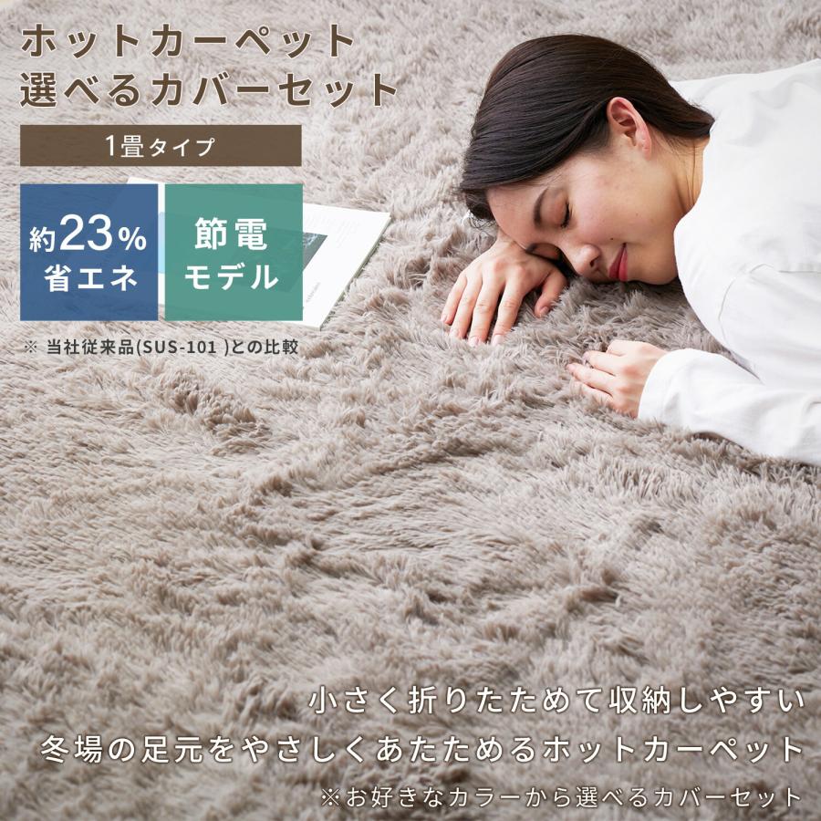 山善 ホットカーペット 本体 ラグセット 1畳 電気カーペット ダニ退治
