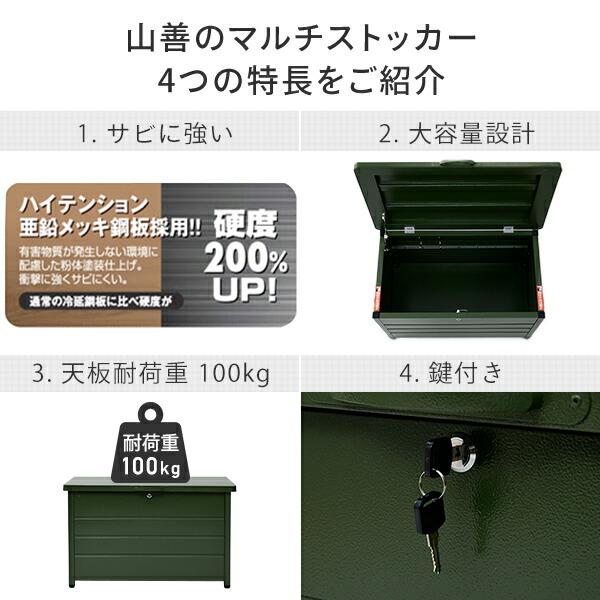 山善（YAMAZEN） ベンチストッカー 収納ボックス 屋外 収納 幅85cm 天