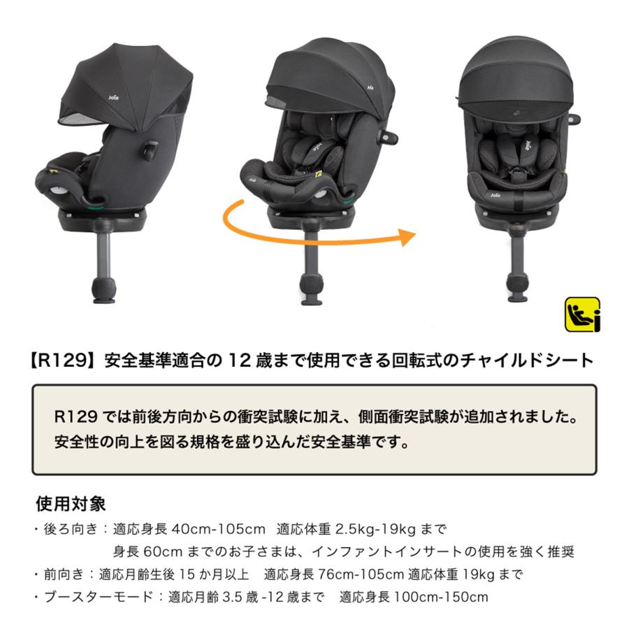 ジョイー Joie チャイルドシート アイ・スピン 360 Max キャノピー付き 正規品 ジュニアシート カーシート 回転式 R129 ISOFIX 洗えるカバー メッシュの画像