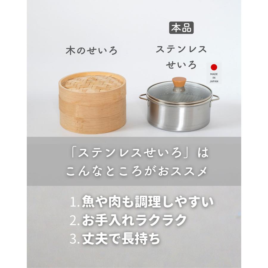 せいろ 蒸し器 ステンレス製 21cm 深型 4点セット 日本製 燕三条