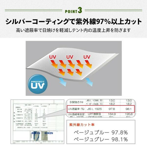 テント フルクローズ ワンタッチテント ポップアップテント 2人用 3人用 TGS-6UV 日除け サンシェード｜e-kurashi｜08