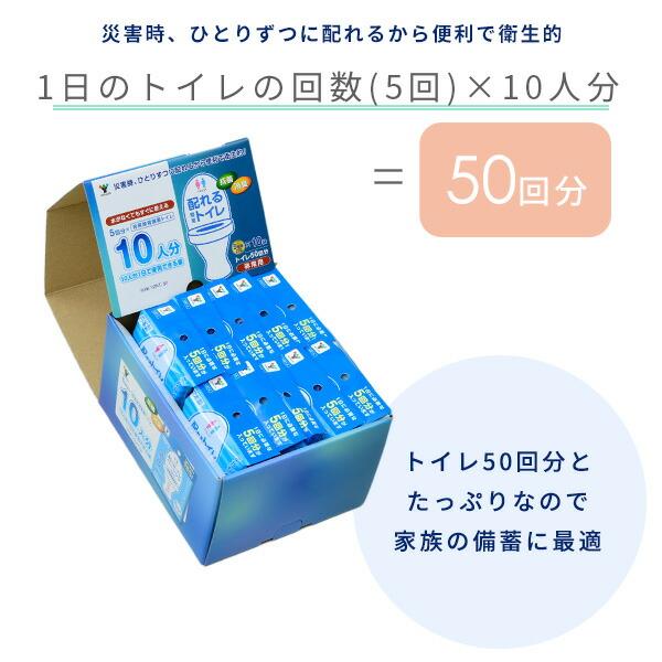 未使用　簡易トイレ　 山善（YAMAZEN） 配れるトイレ 5回×10人分セット 非常用 水がなくても