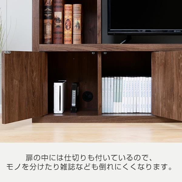 テレビ台 棚付き 壁面収納 32インチ (幅120 奥行29 高さ130) テレビボード TV台 32型  収納 収納付き 棚 引き出し ハイタイプ 一人暮らし 白色 茶色 山善｜e-kurashi｜11