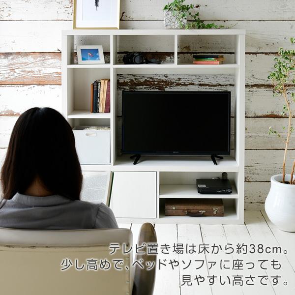 テレビ台 棚付き 壁面収納 32インチ (幅120 奥行29 高さ130) テレビボード TV台 32型  収納 収納付き 棚 引き出し ハイタイプ 一人暮らし 白色 茶色 山善｜e-kurashi｜06