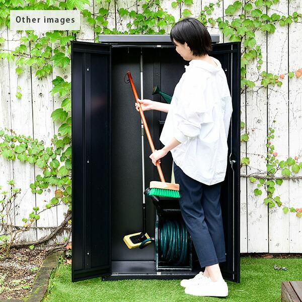 山善（YAMAZEN） 物置 屋外 おしゃれ 大型 (幅79奥行50高さ162) 鍵付き