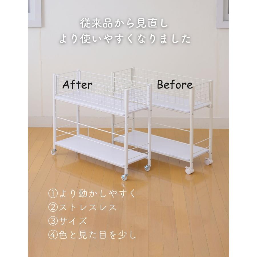 山善 収納ラック ワゴン キャスター付き 奥行75.5 高さ64.5 幅44cm