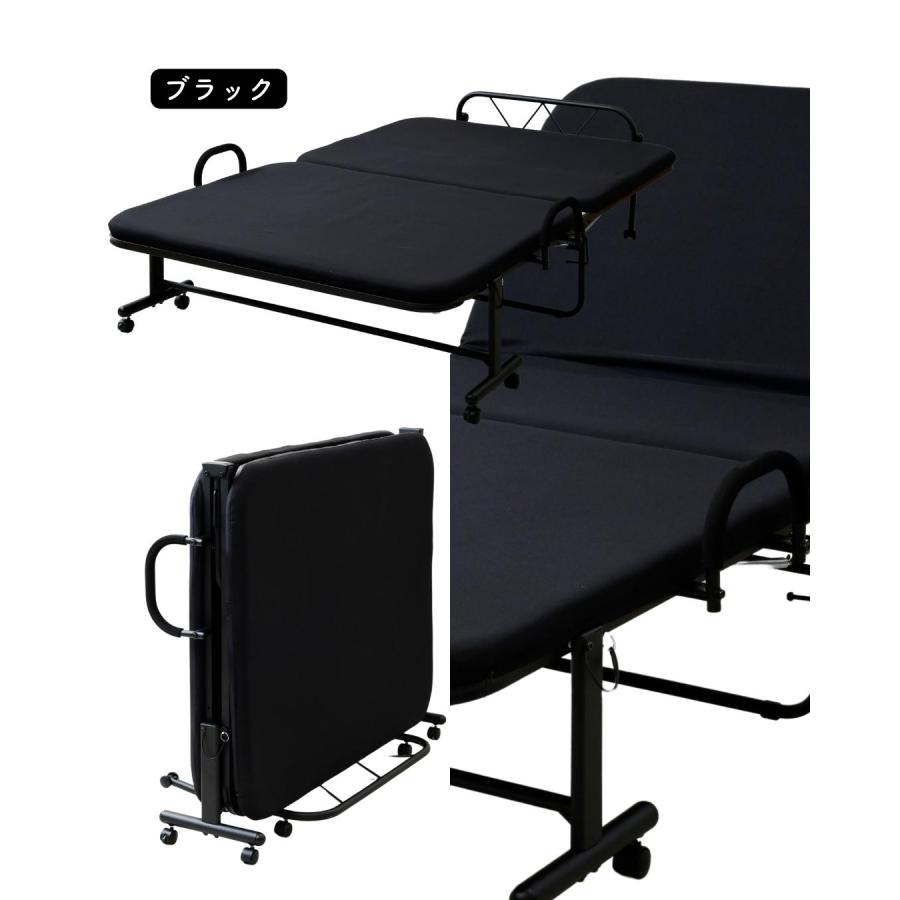 山善 折りたたみベッド セミダブル ハイタイプ 組み立て簡単